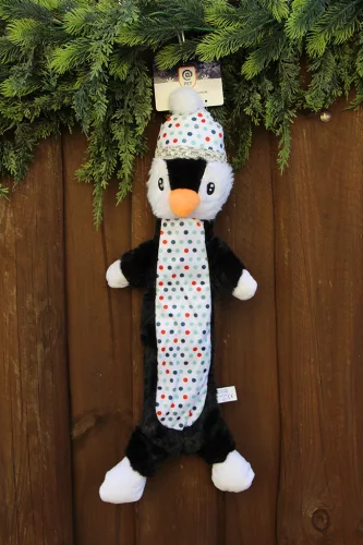 Karácsonyi zörgő nagy pingvin plüss - 55 cm