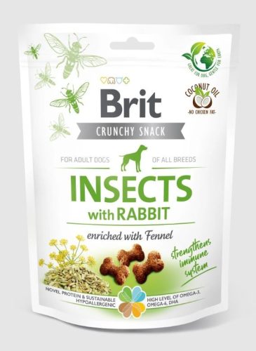 Brit Care Dog Crunchy Cracker Insects with Rabbit and Fennel - jutalomfalat az immunrendszer támogatásához (nyúllal, édesköménnyel dúsítva)