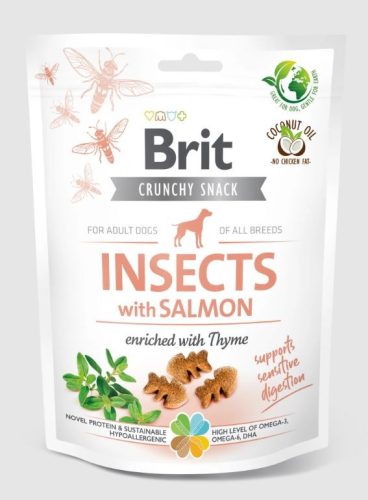 Brit Care Dog Crunchy Cracker Insects with Salmon and Thyme - kiegészítő falatka az érzékeny emésztés megsegítéséhez (lazaccal, kakukkfűvel dúsítva)
