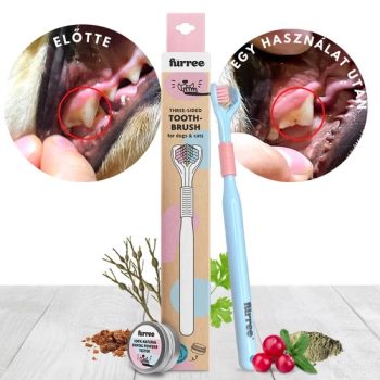   Fürree fogkefe kutyáknak és macskáknak, ajándék fogmosó por mintával