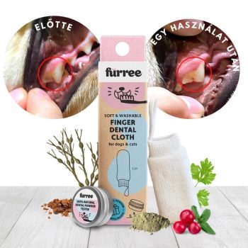   Fürree ujjra húzható fogtisztító kendő kutyáknak ajándék fogmosó por mintával