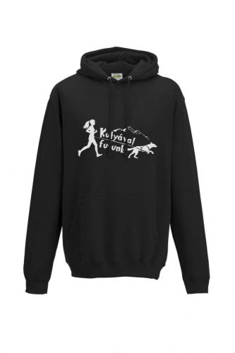 Kutyával futunk logózott női kapucnis pulóver - Fekete