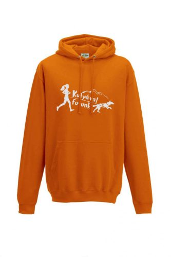 Kutyával futunk logózott női kapucnis pulóver - Narancs