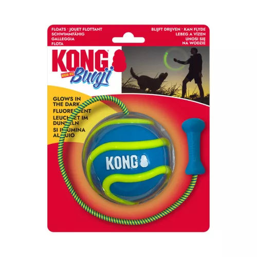 KONG Bunji High-Viz Ball - foszforeszkáló labda rugalmas kötéllel
